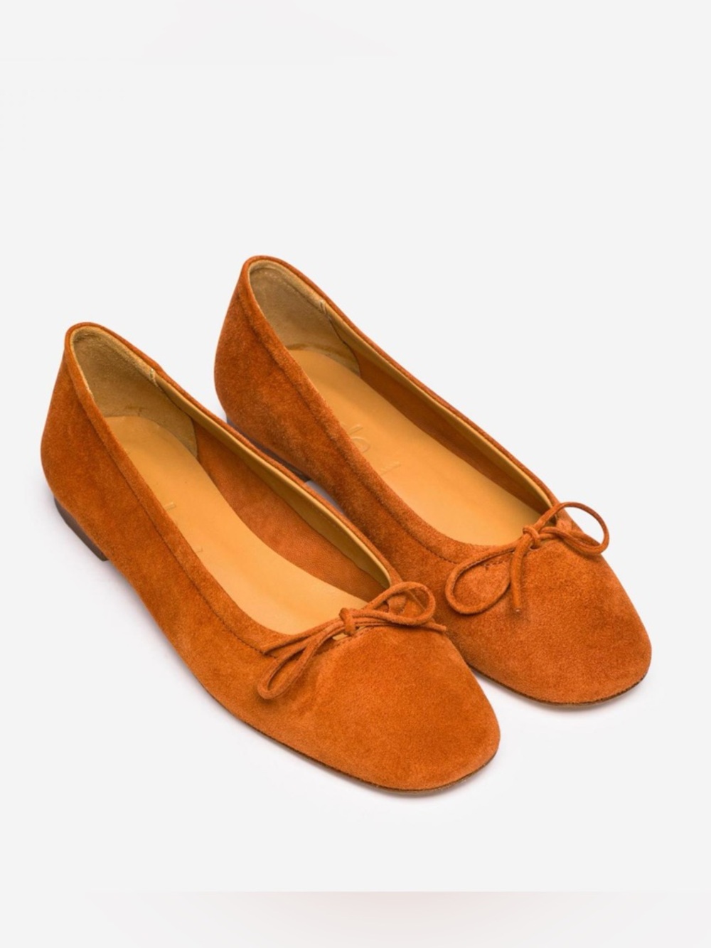 Aeyde 39 Delfina Bow-Detailed Suede Ballet Flats Brown Orange